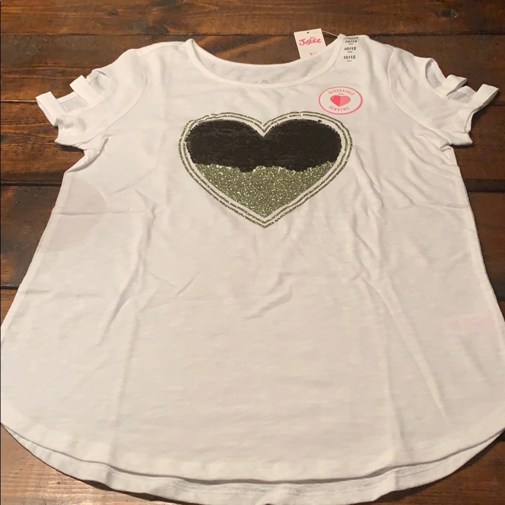 Justice Reversible Sequin Heart Top 10/12 Plus